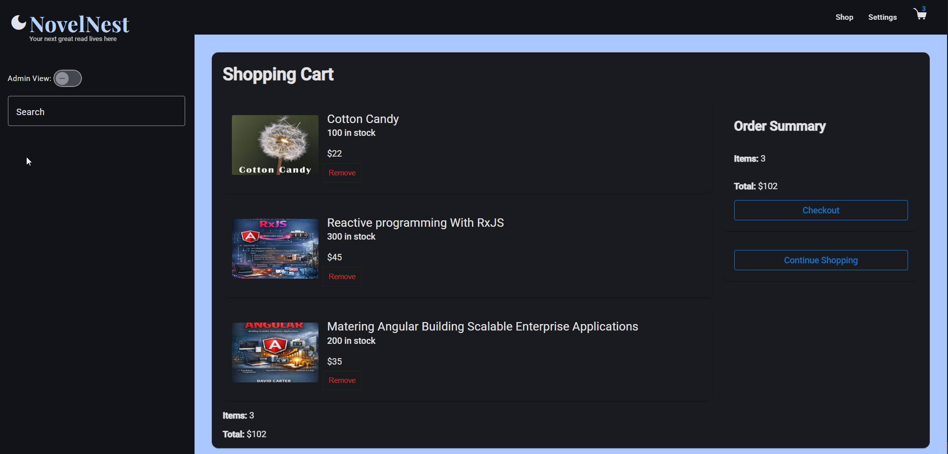 Shopping Cart dark